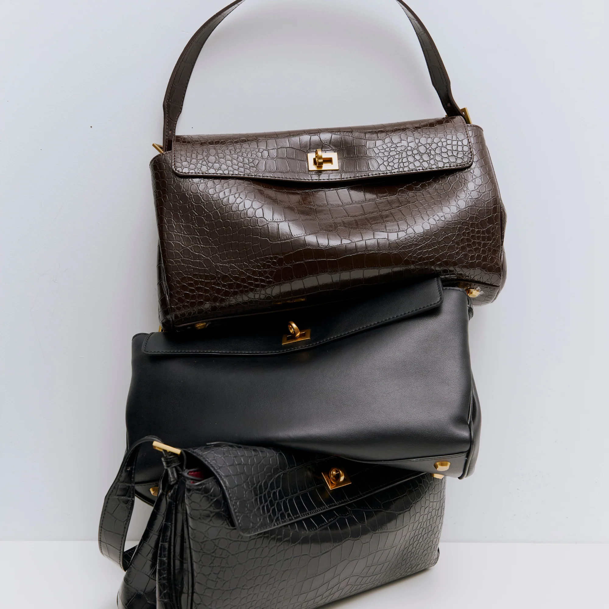 Valentina Bag - Cocoa Croc Embossed - Image 7